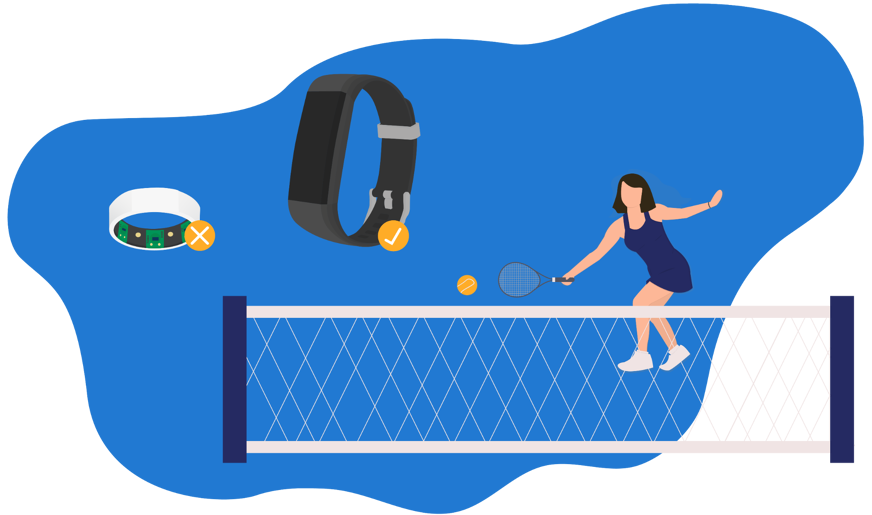 Woman playing tennis with smart wearable